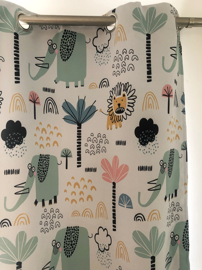 Safari Animal Nursery Curtains - Curtains With Eyelets, Curtain, Safari Curtain, Nursery, Ready To Post