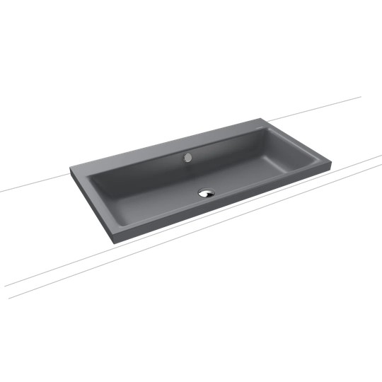 Puro Cool Grey Steel Enamel Rectangular Inset Bathroom Sink