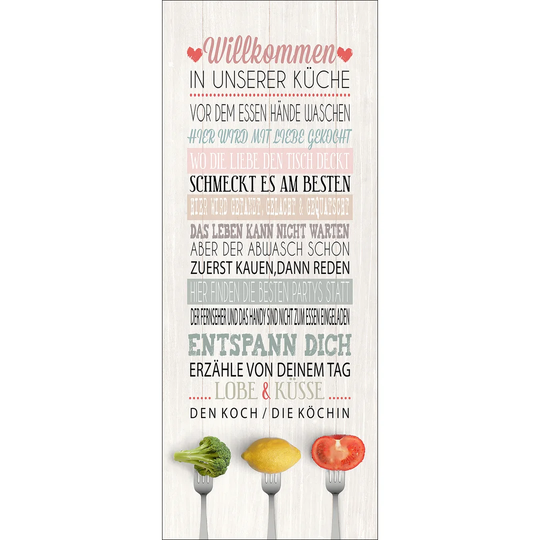 Kitchen Slogan I - Graphic Art Print on Glass