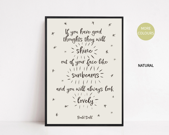 Roald Dahl Quote Print Good Thoughts The Twits Poster Sunbeams Colourful Nursery Children's Kid's Rooms Décor, A3 A4 A5 New Baby Gift