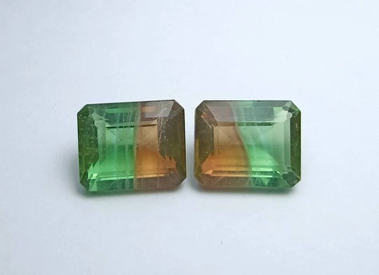 Fluorite Faceted Emerald Shape 10x8 Mm 2 Piece Pair Bi Colour Fluorite For Jewelry Making