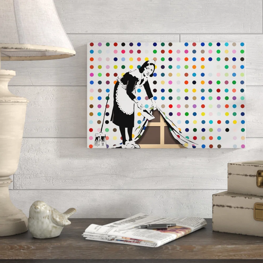 Maid with Dots by Banksy - Wrapped Canvas Graphic Art Print