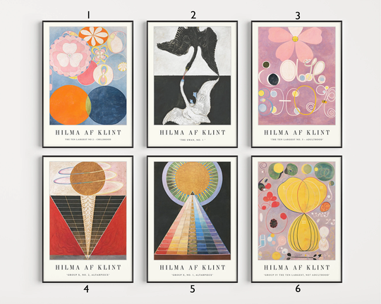 Hilma Af Klint Poster Sets, Print, Abstract Psychedelic Art, Graphical Art Poster, Gift, A1/A2/A3/A4