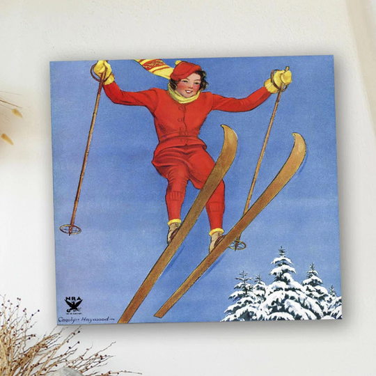 Woman Ski Jumper by Carolyn Haywood - Wrapped Canvas Graphic Art Print