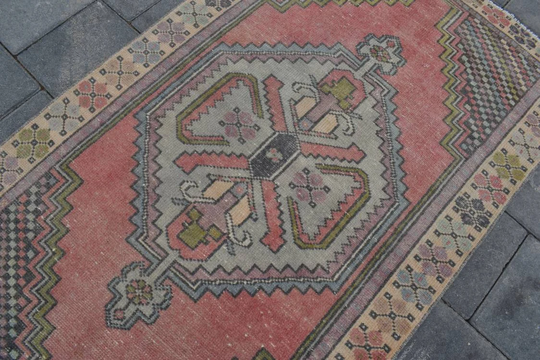 3x6 Small Area Rug, 3x6 Vintage Rug, 3x6 Turkish Rug, Oushak Runner Handmade Wool Antique Rug, 3'4x6'2 Ft, 734-K