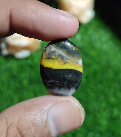 Bumblebee, 24x17 Mm Bumble Bee Gemstone, 15 Ct Oval Shape Bee Stone, Designer Jasper, Bumble Loose Cabochon For Jewelry