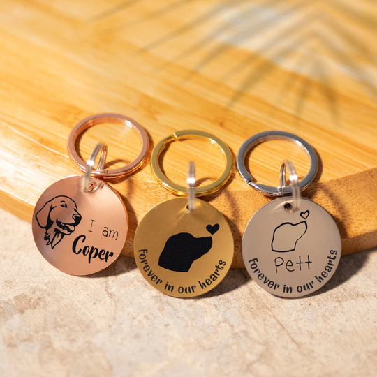 Graphic Art Personalized Pet ID Tag, Engraved Dog Collar Small Cat Name Identification, Adoption Gift, Happypaws