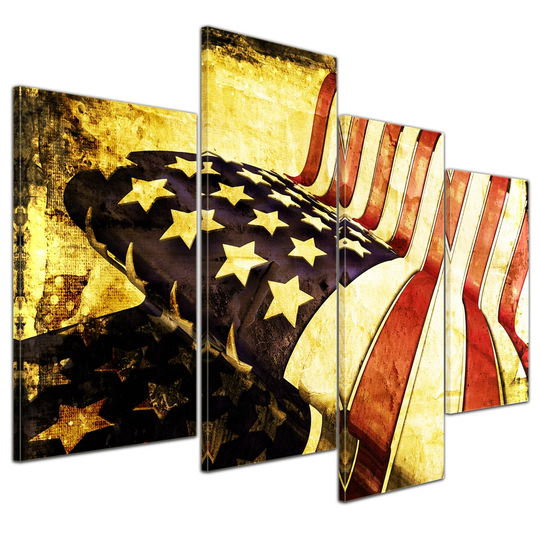 Stars and Stripes 4-Piece Graphic Art on Canvas Set