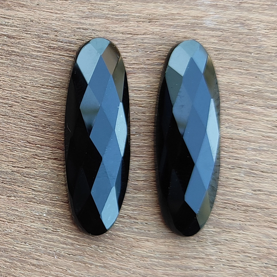 Black Onyx Gemstone Pair, Faceted 7x14 Mm To 12x36 Flat Back, Loose Calibrated Gemstone, Natural Onyx, Micro Cut