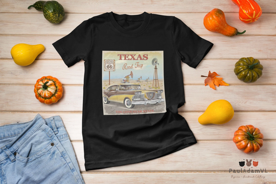 Texas Road Trip Route 66 Classic Car T-Shirt, Shirt, Cars Lover Shirt