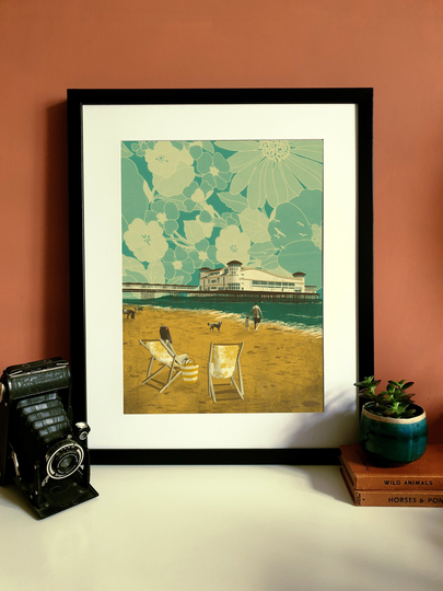 Weston-Super-Mare Grand Pier Somerset Illustration Print A3