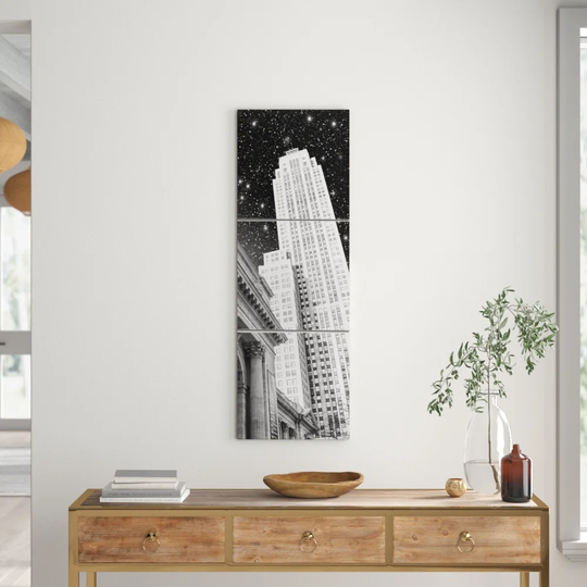 New York at Night Framed Graphic Art on Canvas