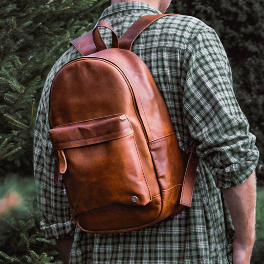 Gift For Traveller - Personalized Initials Leather Backpack Laptop in Black Or Brown Full Grain Unisex Mens Womens