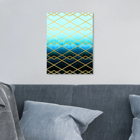'Geometric Love Sky Blue' - Wrapped Canvas Graphic Art Print