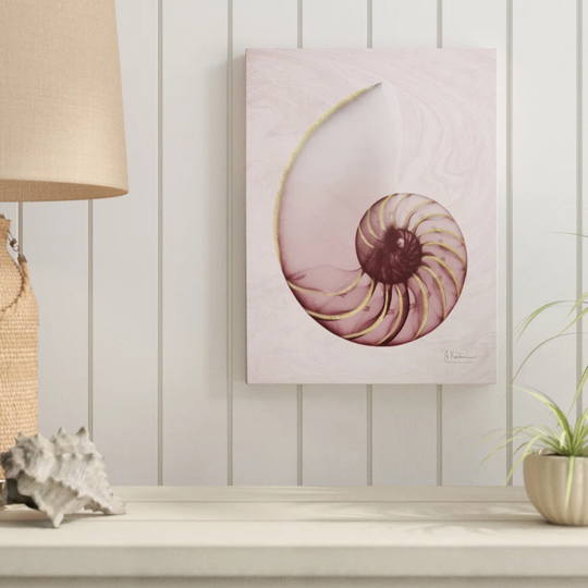 Marble Blush Snail 1 - Wrapped Canvas Graphic Art Print