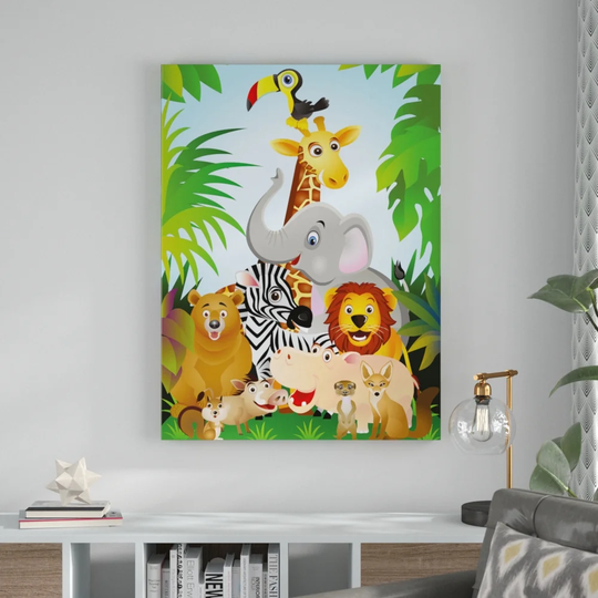 Junge Animals Cartoon II Children's Picture Framed Graphic Art