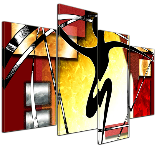 Abstract 4 Piece Graphic Art on Canvas Set
