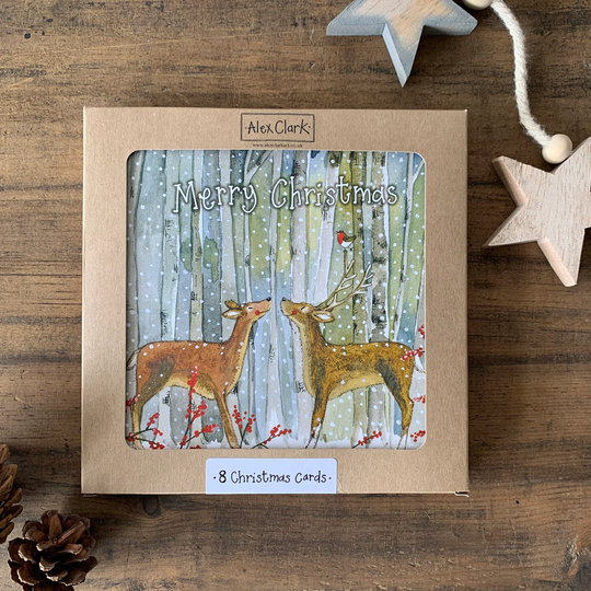 Woodland Deer Boxed Christmas Cards 8 Pack | xb13