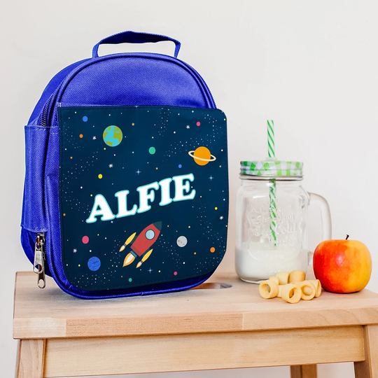 Personalised Space Explorer Lunch Bag, Insulated Box, Back To School Supplies, Name Box For Kids Nursery Toddlers