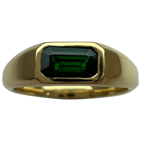 Itsit Vivid Green Tsavorite Garnet 0.75Ct Emerald Cut 18K Yellow Gold Ring