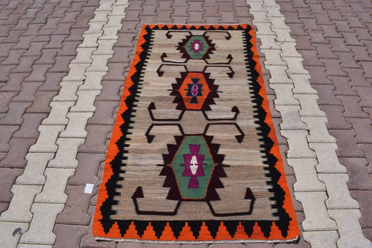 3x5 Pastel Kilim Rug, 3x5 Small Kilim, Turkey Kilim Rug, 3x5 Turkish Anatolian Vintage Rug, Handmade Kilim, 3'0x5'8 Ft, 521-K