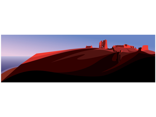 Panoramic - Scarborough Castle, Yorkshire, Coast, Landscape Print, Fine Art, Wall Limited Edition Signed Print By Ian Mitchell