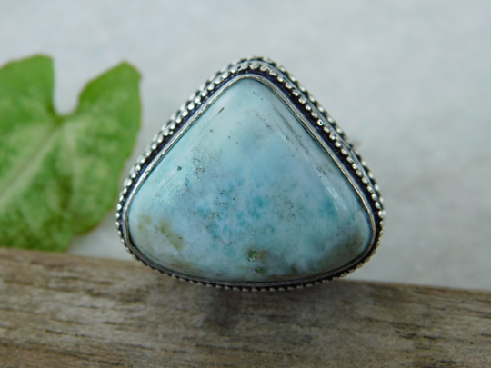 Solid Sterling Silver Blue Larimar Ring Larimar Cabochon Ring Jewelry Gemstone Men's Gift For Herringsnj175