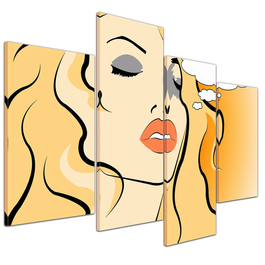 Pop Art Woman 4-Piece Graphic Art on Canvas Set