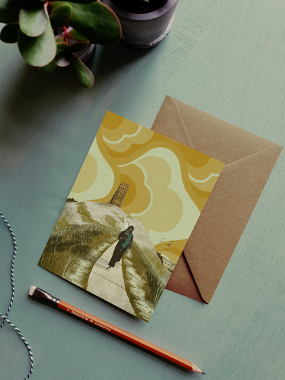 Winter Glastonbury Tor Christmas Illustration Greeting Card Set