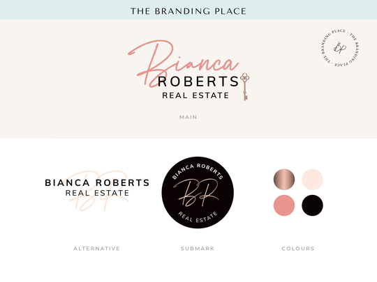 Real Estate Logo - Premade Logo Branding Kit | Property Agent Interior Designer Blogger Rosegold Premium Design | No.167
