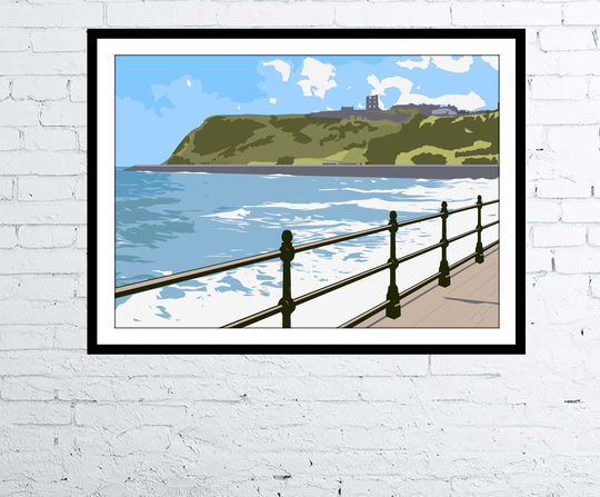 Scarborough Castle Headland Colourful Modern Art Print - North Yorkshire, England Digital