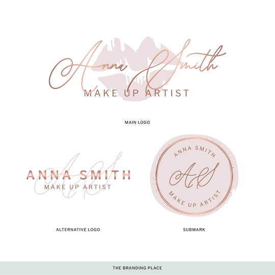 Makeup Artist Logo Design, Premade Logo | Signature Lips Branding Fashion Blogger Branding Kit(No.36