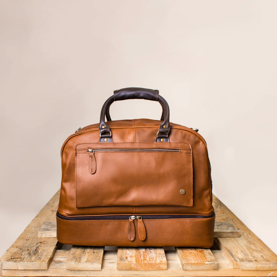 25% Off Personalized Large Leather Weekender Holdall Bag With Under Compartment For Shirts Brown Overnight For Him Travel