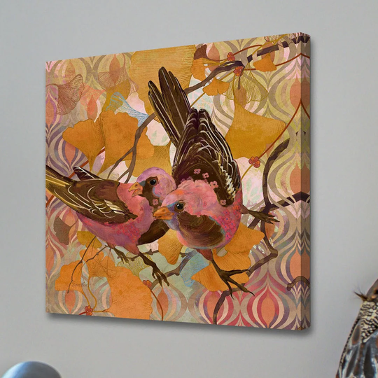 Gingko Modern Birds by Evelia - Wrapped Canvas Graphic Art Print