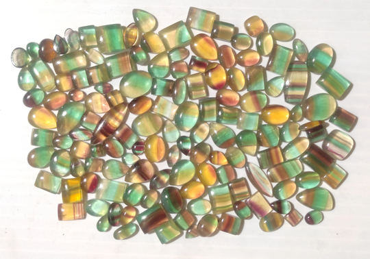 Natural Fluorite Cabochon Lot For Jewelry Making 8 To 15mm Multi Color Small For Ring & Pendant Loose Gemstone Supplies