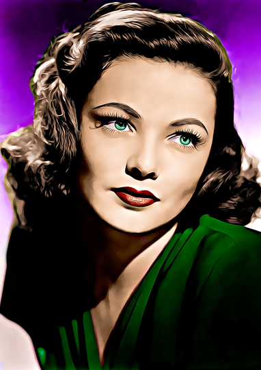 Gene Tierney Unique Graphic Art Illustration Print 02 | A4 Size - 210 X 297mm 8.5" 11.75