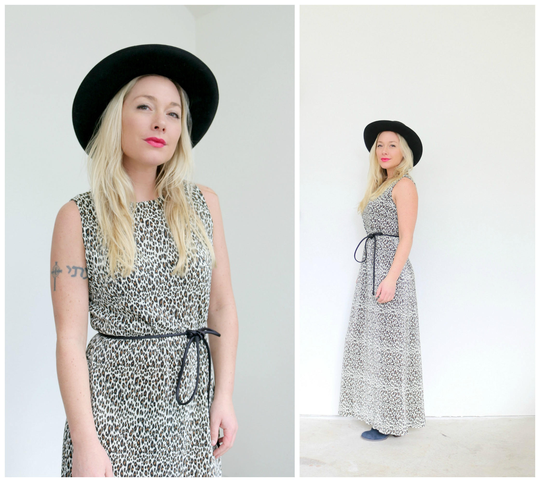 1990S Leopard Crinkle Dress // Size Small To Medium