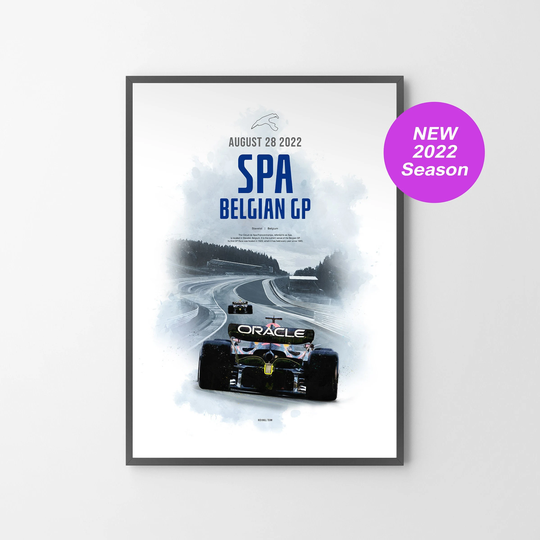 Red Bull F1 Team Wins At The Spa Circuit Belgian Gp 2022 | Poster Print Art Gift Illustration | Unframed