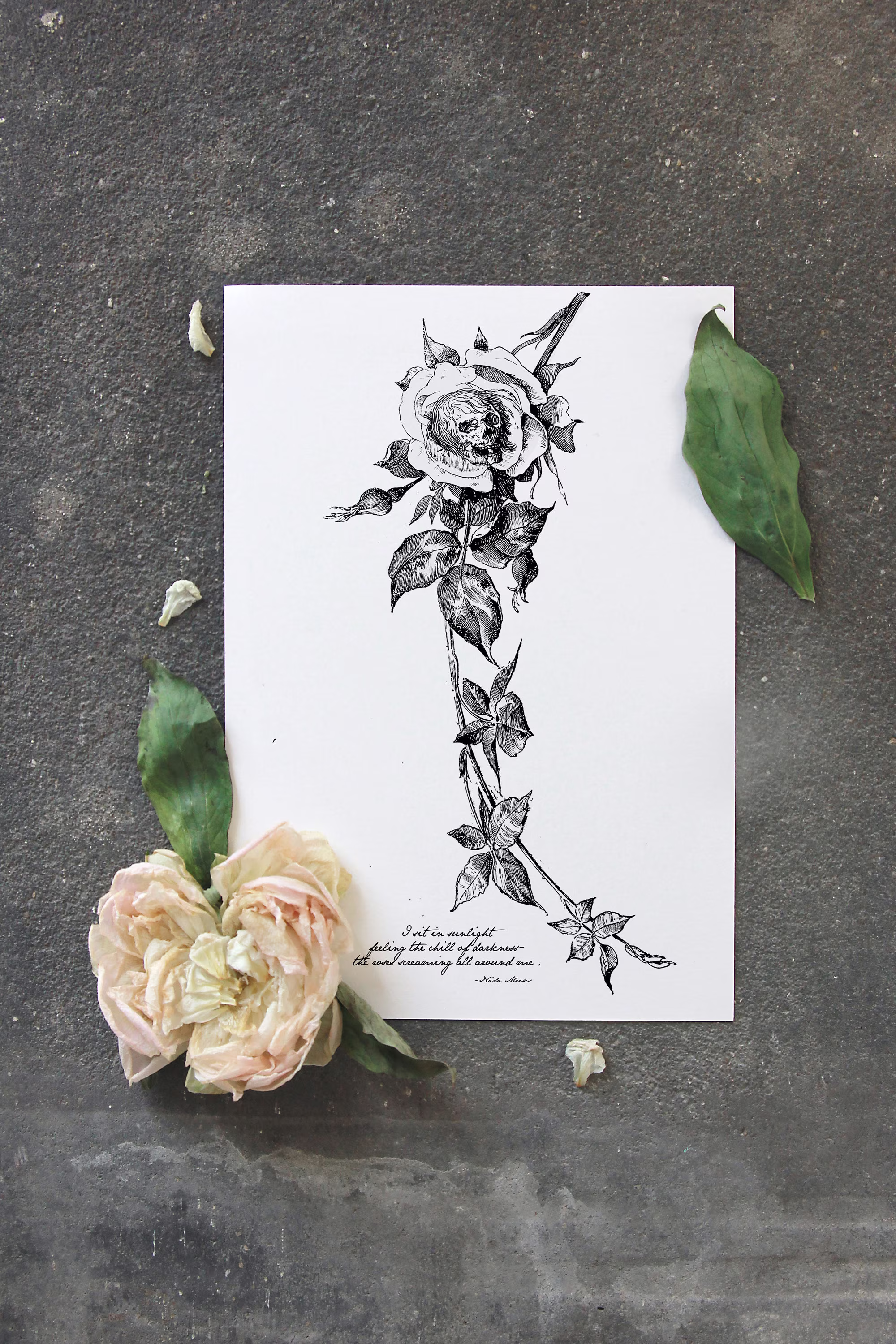 Gothic Wall Art | 11x17 Art Print Screaming Rose