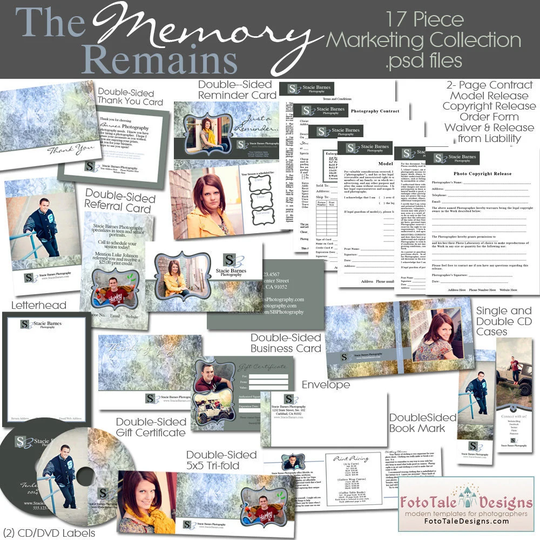 The Memory Remains Marketing Template Collection - Custom Branding Templates For Photographers - 17 Must-Have Forms & Items