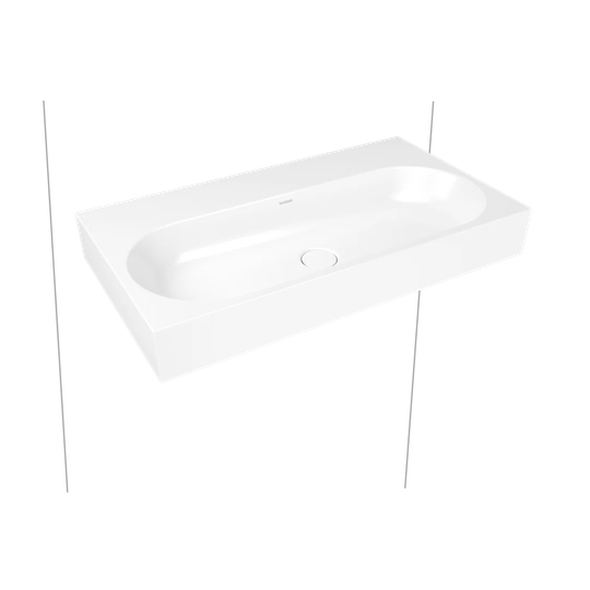 Alpine White Matt Metal Rectangular Wall Hung Basin Bathroom Sink