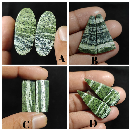 Natural Green Swiss Opal Pair Of Cabochon Mix Shape Size Gemstone For Earring Jewelry Flat Back Loose Semi Precious