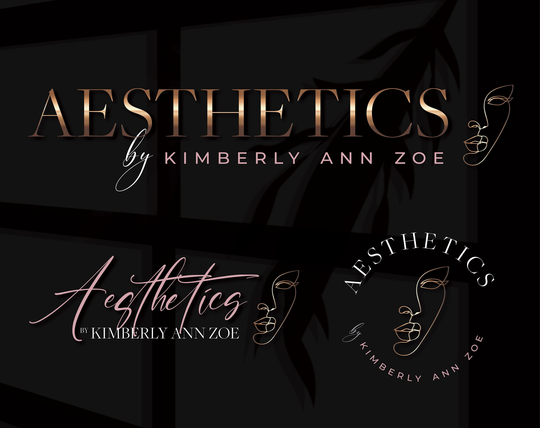 Logo Design, Beauty Package, Premade Spa Logo, Gold Pink Business Branding, Blush Modern Aesthetics