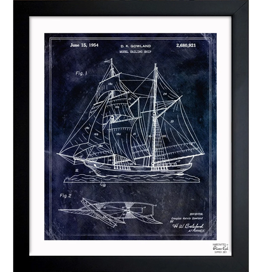 Model Sailing Ship 1954 - Picture Frame Graphic Art Print