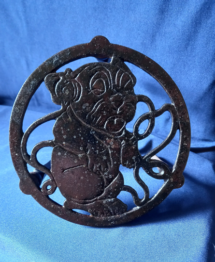 Bonzo Dog, Cast Iron Trivet, Metal Pot Holder, Vintage Kitchen Collectible, Home Decor, Kettle Stand, Stand