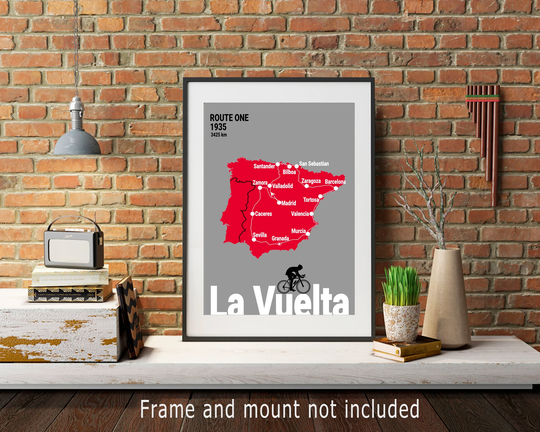 Cycling Print, Vuelta A Espana Route Map, Gift For Cyclist