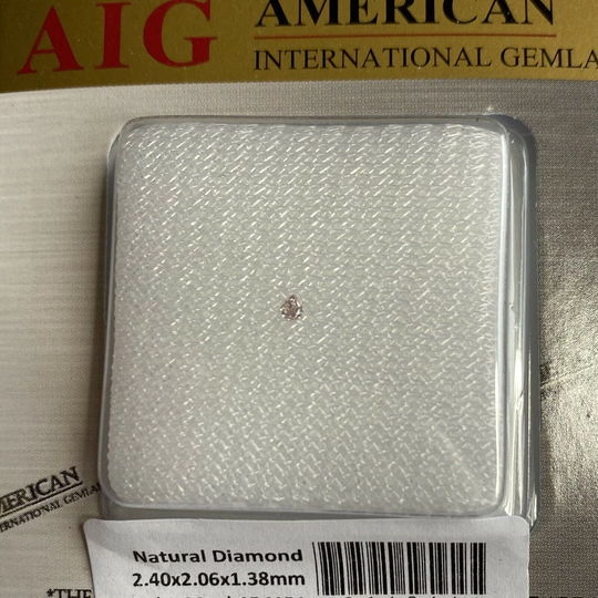 Untreated Fancy Pink Loose Diamond Aig Certified 0.06Ct Blister Pear Cut Si2 Gem