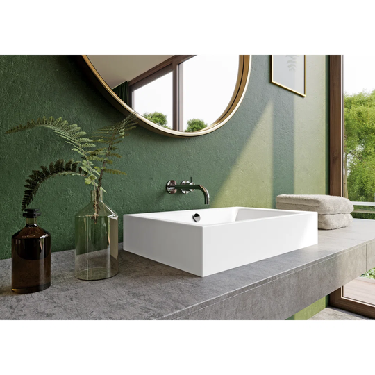 Warm Grey Steel Enamel Rectangular Inset Bathroom Sink with Overflow