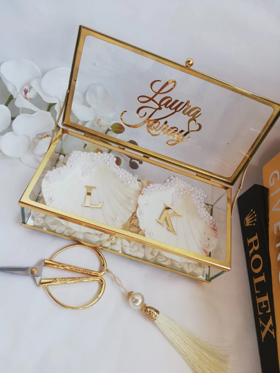 Custom Oyster Design Ring Box, Wedding Tray Set, Engagement Tray Set, Rings, Bride & Groom Gifts
