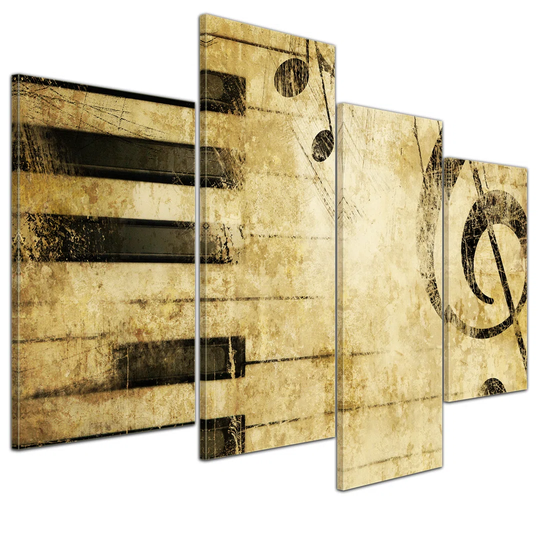 Grunge Music 4-Piece Graphic Art Set on Canvas